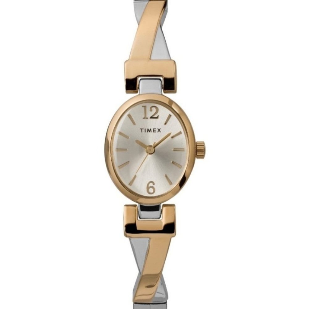 TIMEX Women's Fashion Stretch Bangle 21mm Two-Tone Watch, Expansion Band